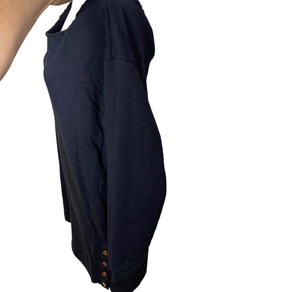 Hudson Womens Sweater Dress Black Size Large Off The Shoulder Snap Side Cotton - Picture 7 of 14